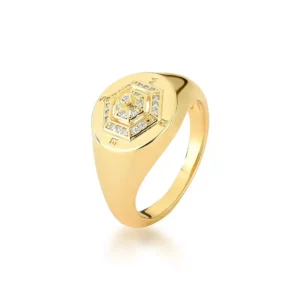 Anel Hexa Shine Banhado a Ouro
