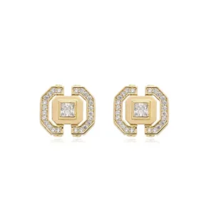 Brinco Light Square - Dourado Zirconia Incolor