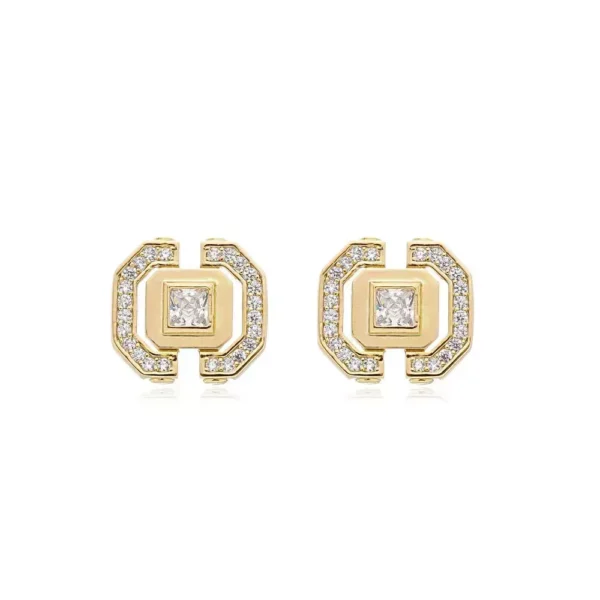 Brinco Light Square - Dourado Zirconia Incolor
