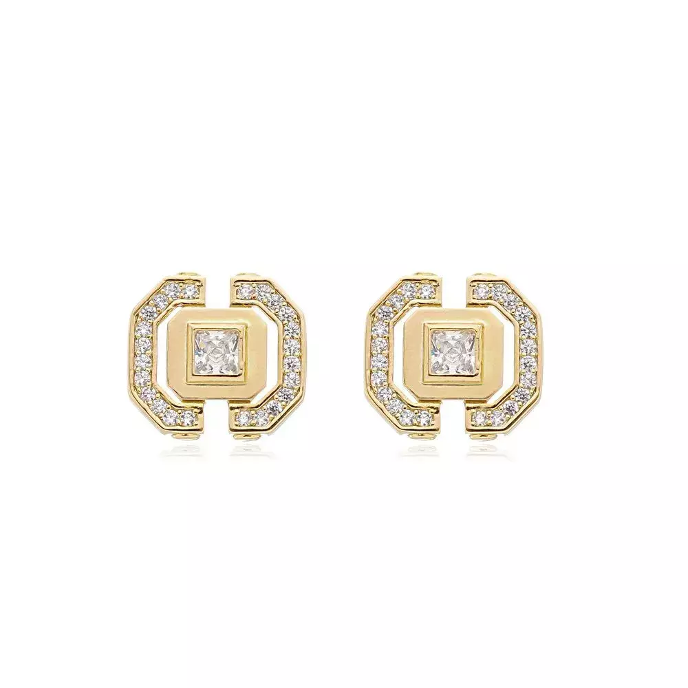 Brinco Light Square - Dourado Zirconia Incolor