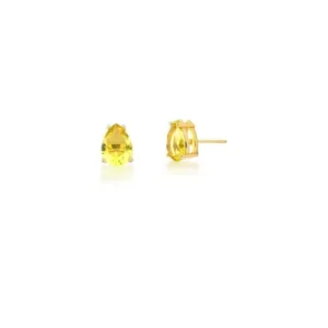 Brinco com Cristal em Gota Prasiolita Banhado a Ouro 1.1cm