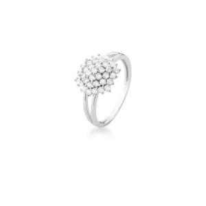 Anel de Flor Cravejado de Zircônias Prata 925 com Banho