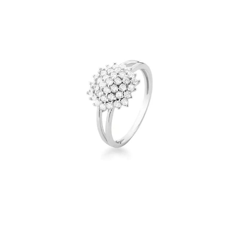 Anel de Flor Cravejado de Zircônias Prata 925 com Banho