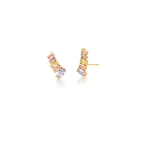 Brinco Ear Cuff com Zircônias Navetes Coloridas