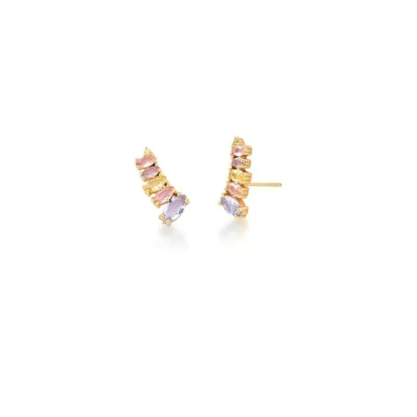 Brinco Ear Cuff com Zircônias Navetes Coloridas