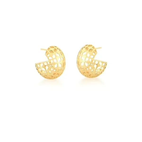 Meia Argola Vazada Banhada no Ouro 18k