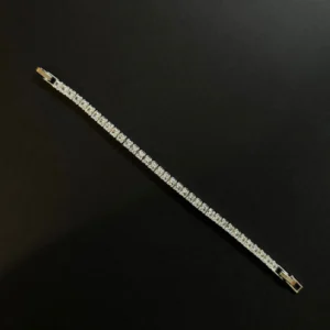 Pulseira de Riviera com Zircônia Retangular 3x4mm Cristal Banho em Ródio Branco