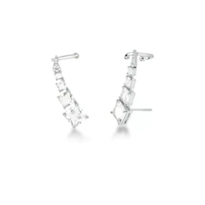 Brinco Ear Cuff com Cristais Quadrados e Zircônias Banhado a Ródio