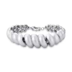 Pulseira Almond Flexível Banhada No Ródio