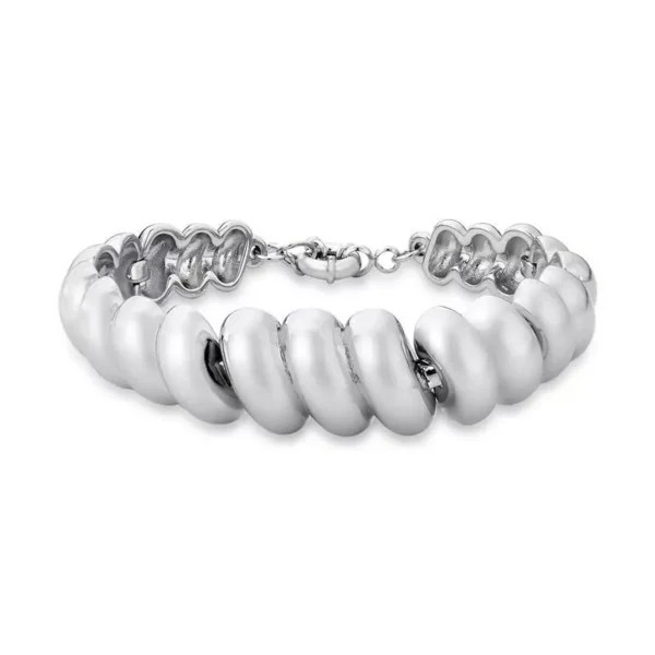 Pulseira Almond Flexível Banhada No Ródio