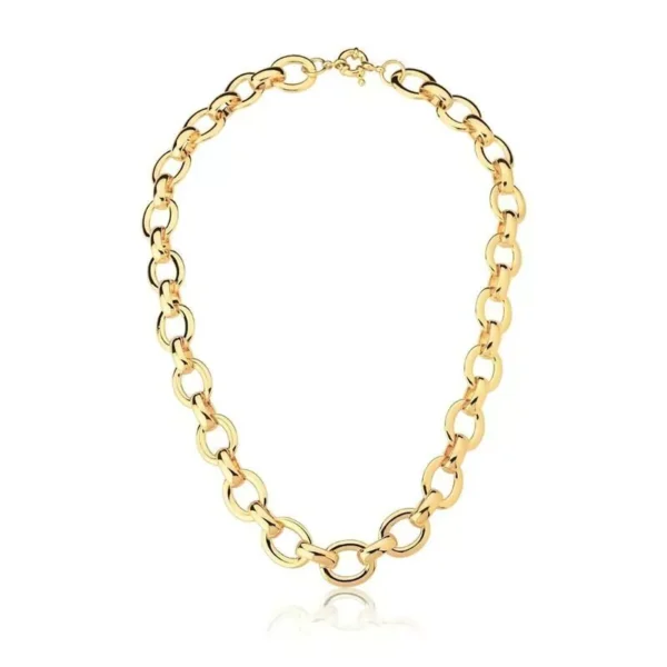 CORRENTE COM ELOS OVAIS LISOS BANHADA A OURO 18K