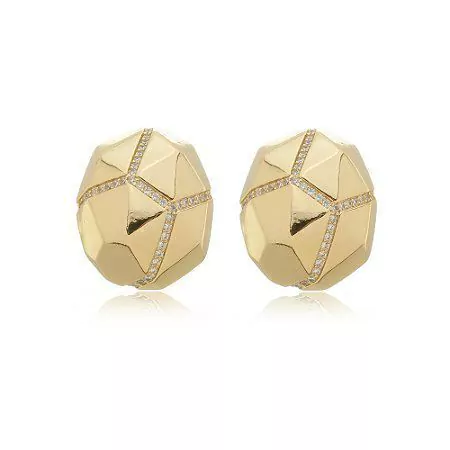 Brinco Facetado Banhado no Ouro 18k