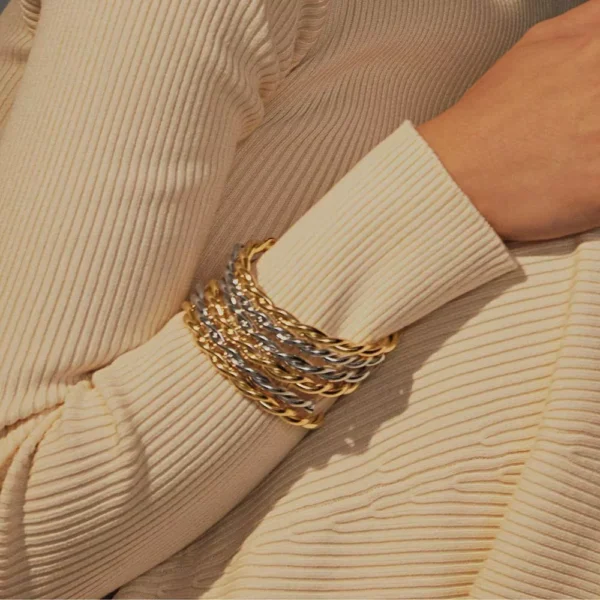 Bracelete Trançado Banhado a Ouro 18k - Imagem 2
