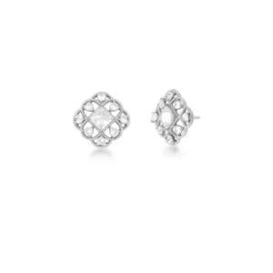 Brinco meia flor com cristais de gota