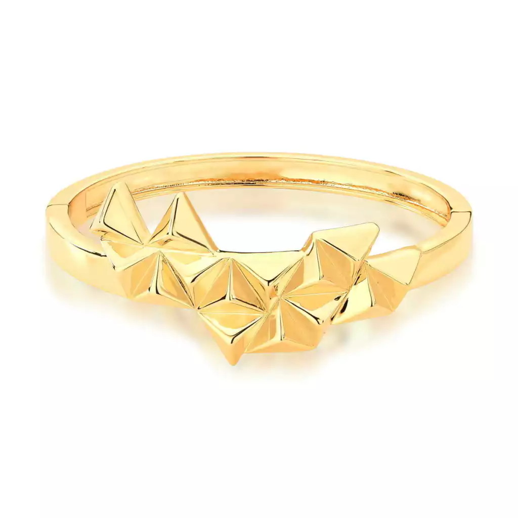 Bracelete com Triângulos Lisos Banhado a Ouro