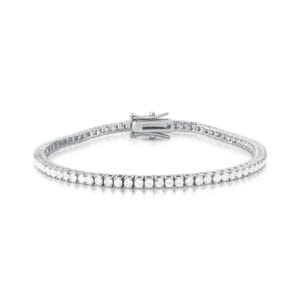 Pulseira Riviera no Ródio com Zircônias Redondas