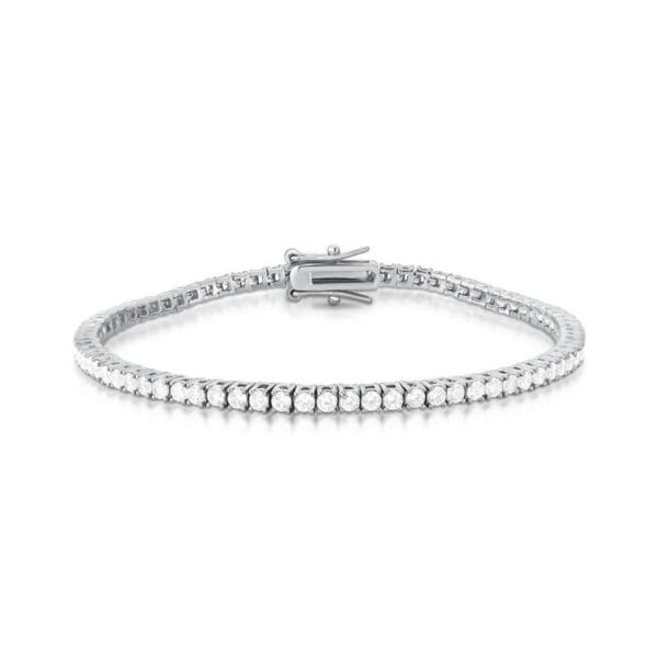 Pulseira Riviera no Ródio com Zircônias Redondas