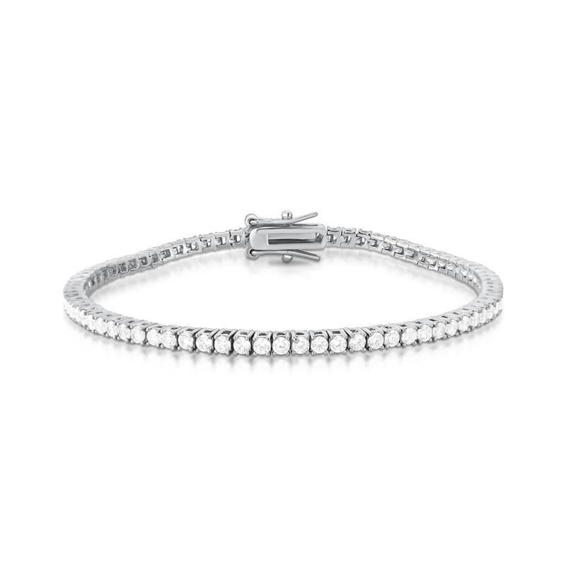 Pulseira Riviera no Ródio com Zircônias Redondas