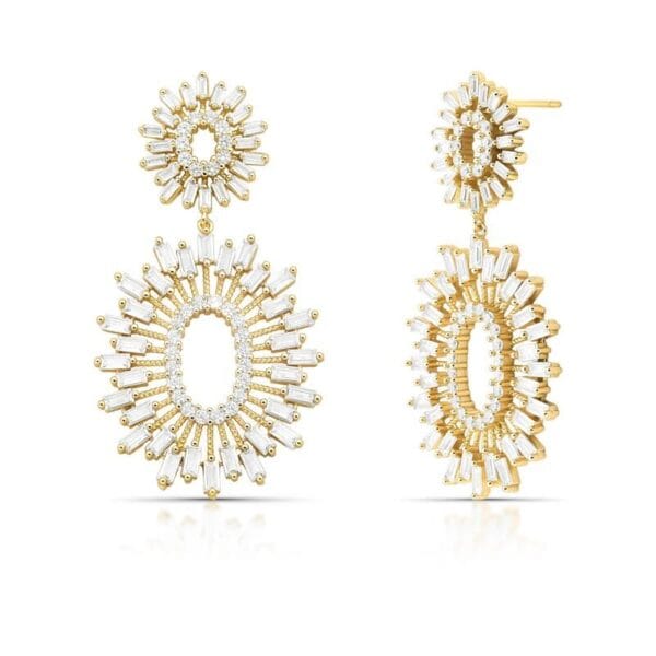 Brinco Pêndulo com Zircônias Banhado a Ouro 18k