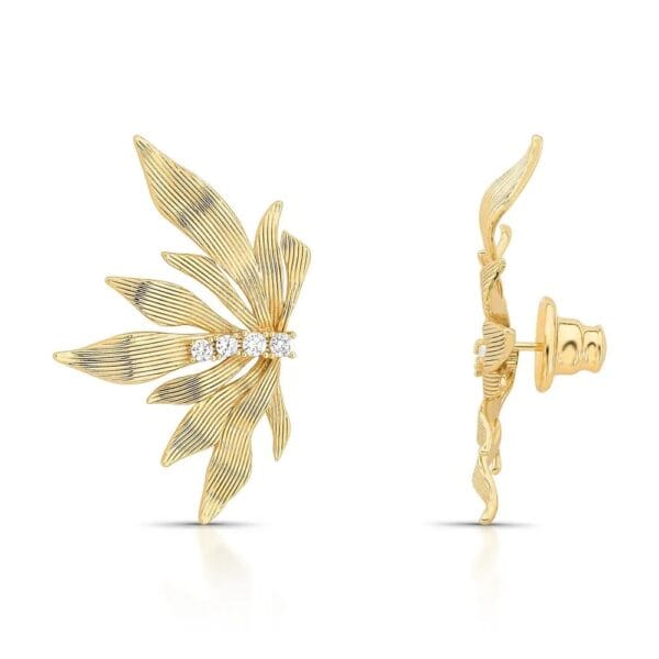 Brinco Bloom Line com Zircônias Banhado no Ouro 18k
