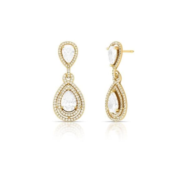 Brinco Pêndulo de Gota com Zircônias Banhado a Ouro 18k