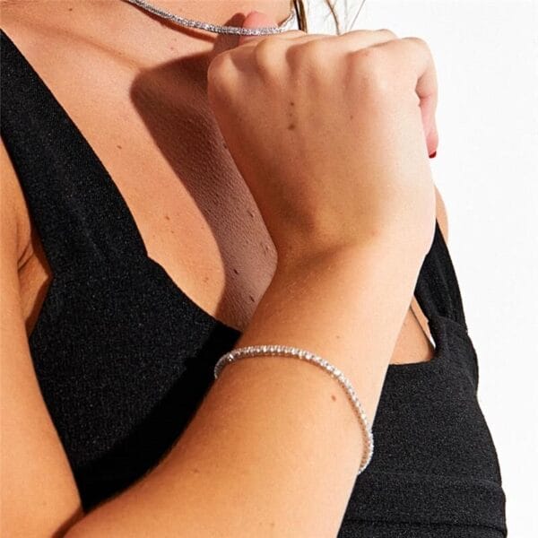 Pulseira Riviera no Ródio com Zircônias Redondas - Imagem 2