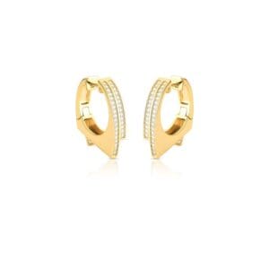 Brinco Argola Curva Geometrica Cravejada Zircônias
