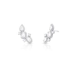 Brinco Ear Cuff com Zircônias Prata Rodinada