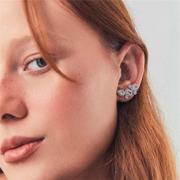 Brinco Ear Cuff com Zircônias Prata Rodinada - Imagem 2
