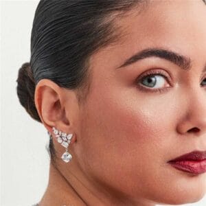 Brinco Pêndulo Ear Cuff Com Cristais