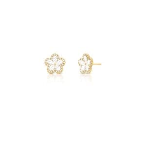 Brinco de Flor com Cristais Banhado no Ouro 18k