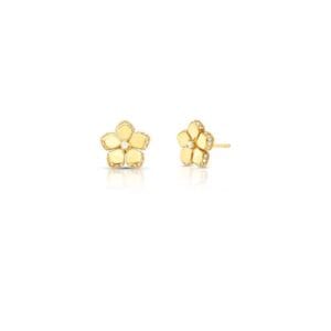 Brinco de Flor Com Cristal e Zircônias Banho Ouro 18k