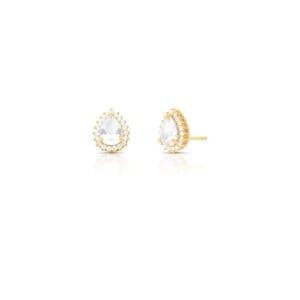 Brinco de Gota Trabalhado e Vazado Banhado a Ouro 18k