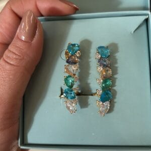 Brinco Ear Cuff De Cristais Banho Ouro