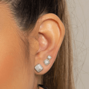 Kit Trio de Brincos Quadrados com Zircônias