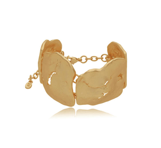 Pulseira Martelada com Furos Vazados Banho Ouro 18k