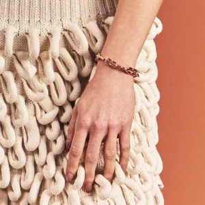 Pulseira Correntaria com Elos Retangulares Banhada a Ouro 18K