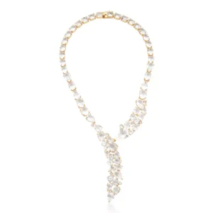 Colar Luxo com Cristais Diversos Banhado a Ouro 18K