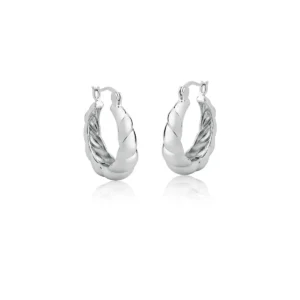 Brinco Argola Torcida Média Banhada em Ródio