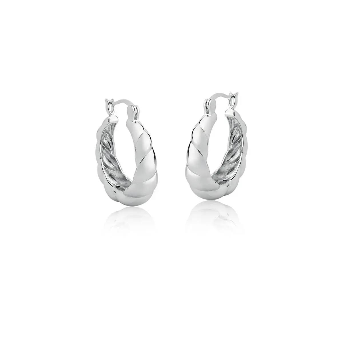 Brinco Argola Torcida Média Banhada em Ródio