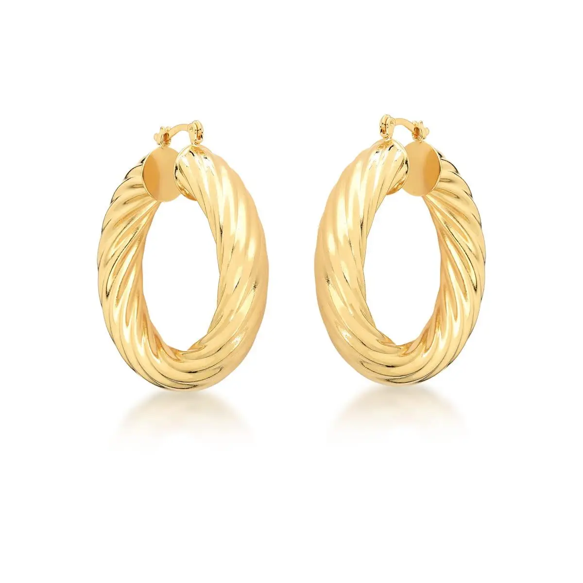 Brinco Argola Torcida Grande Banhada a Ouro 18k