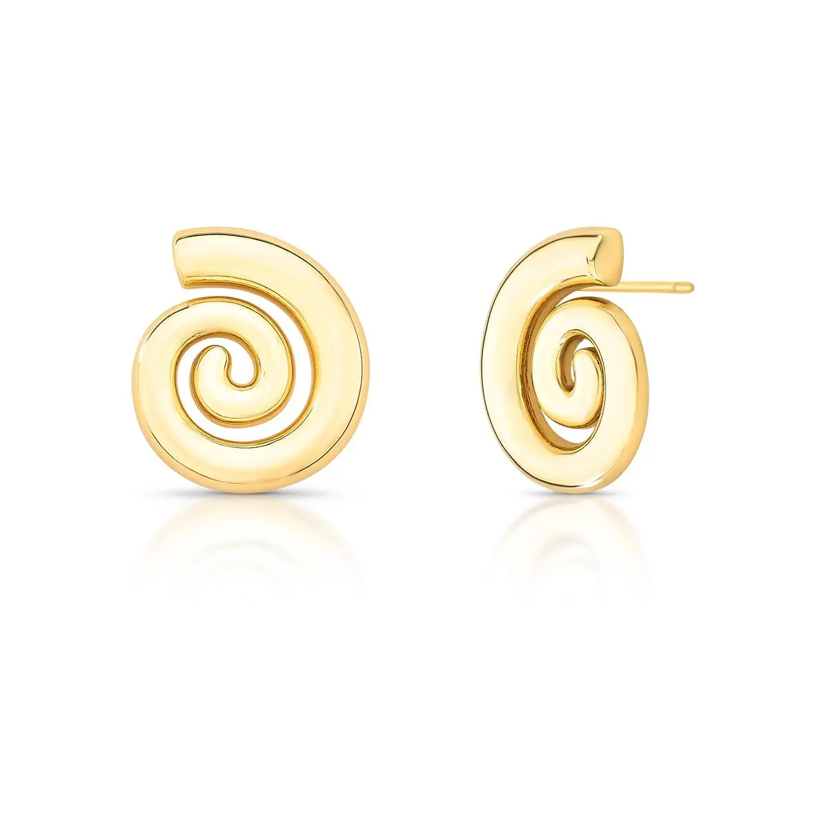 Brinco Espiral Liso e Vazado Banhado a Ouro 18K