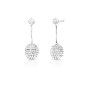 Brinco de Bola em Pêndulo Cravejado com Zircônias Banhado a Ródio