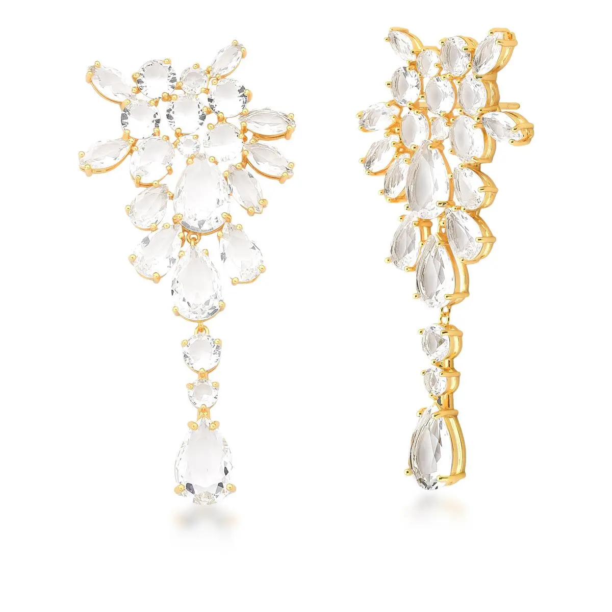 Brinco Pêndulo com Cristais Incolores Banhado a Ouro