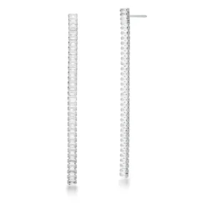 Brinco Pêndulo em Cristais Baguetes Banhado em Ródio