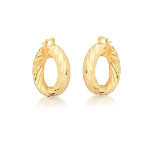 Brinco Argola Torcida Lisa Banhada a Ouro 18k