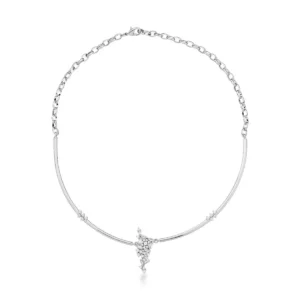 Colar Com Cristais Em Baguete Banhado a Ródio